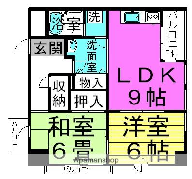 トータス西天満(2LDK/3階)の間取り写真