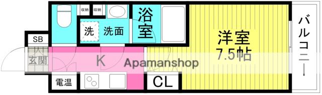 ミヤレジデンス西天満(1K/3階)の間取り写真