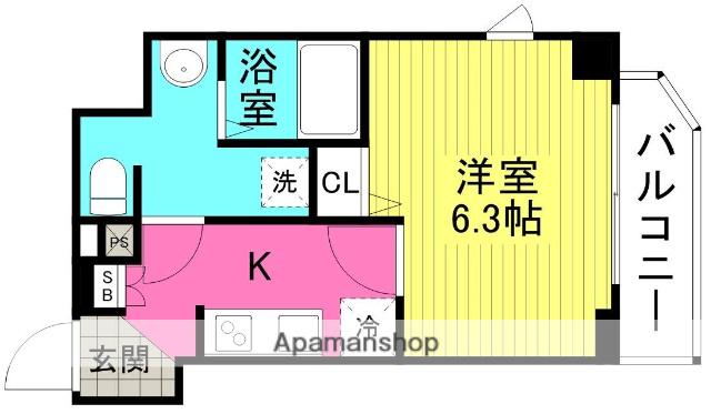 スワンズシティ南森町(1K/10階)の間取り写真