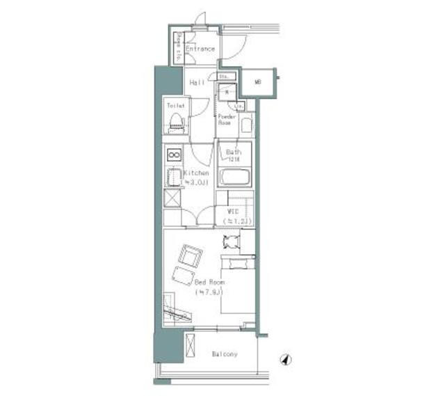パークアクシス うつぼ公園(1K/11階)の間取り写真