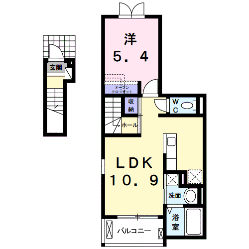 NIKKO(1LDK/2階)の間取り写真