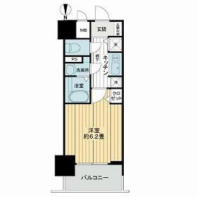 プレサンスタワー北浜(1K/5階)の間取り写真