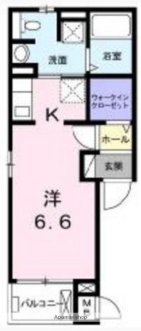 ハピネス浦江2(1K/2階)の間取り写真
