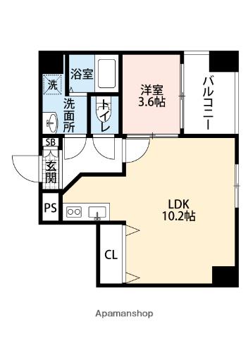 リップル南森町Ⅰ(1LDK/6階)の間取り写真