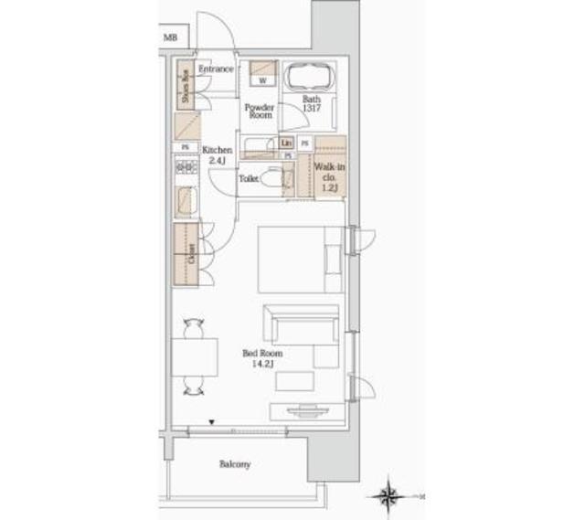 パークアクシス大阪新町(1K/9階)の間取り写真