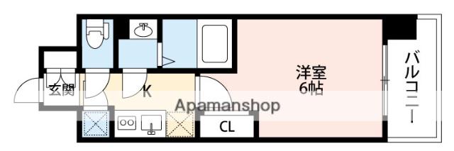 エスリード南森町(1K/9階)の間取り写真