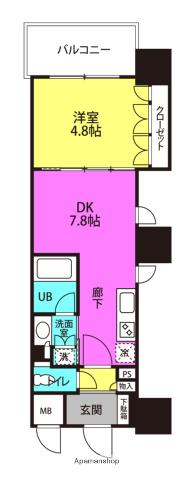 ザ・パークハビオ天満橋(1DK/6階)の間取り写真