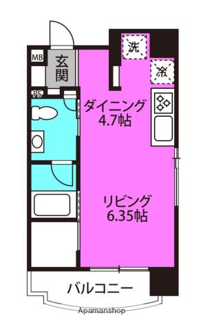 ROJI01(ワンルーム/8階)の間取り写真