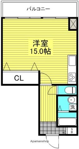 天満橋筋ビューハイツ(ワンルーム/4階)の間取り写真