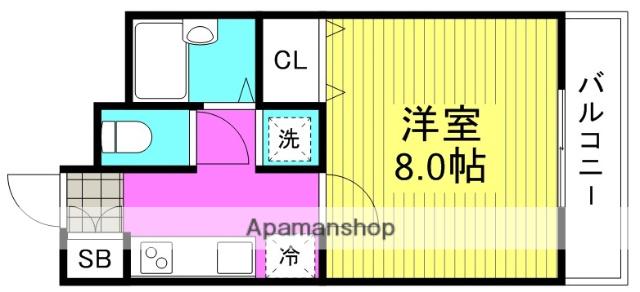 MANSION萬Ⅵ(1K/6階)の間取り写真