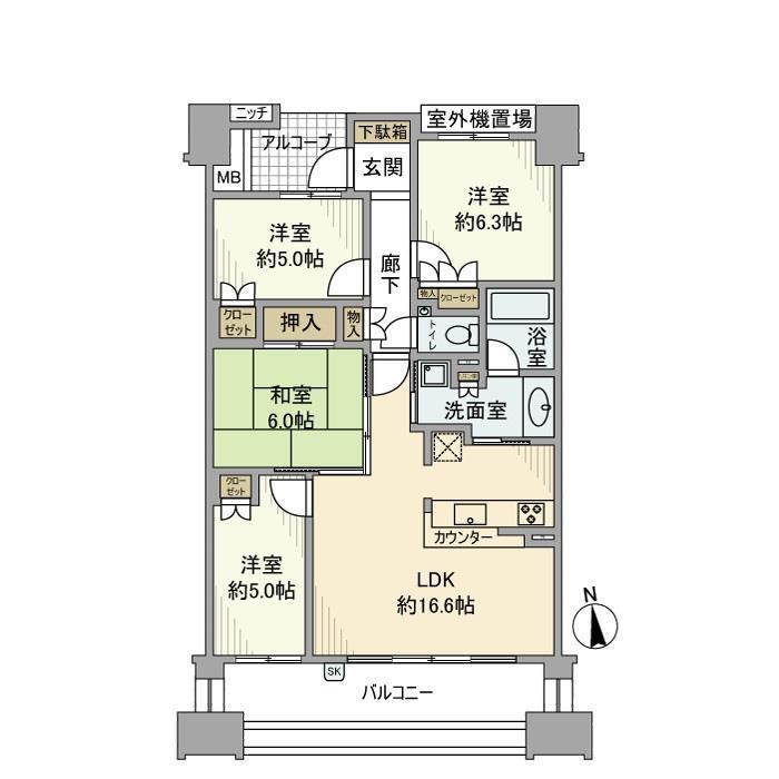 ステイツグラン吹田垂水町(4LDK/5階)の間取り写真