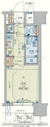 ララプレイス ザ・大阪リヴァージュ(1K/8階)の間取り写真