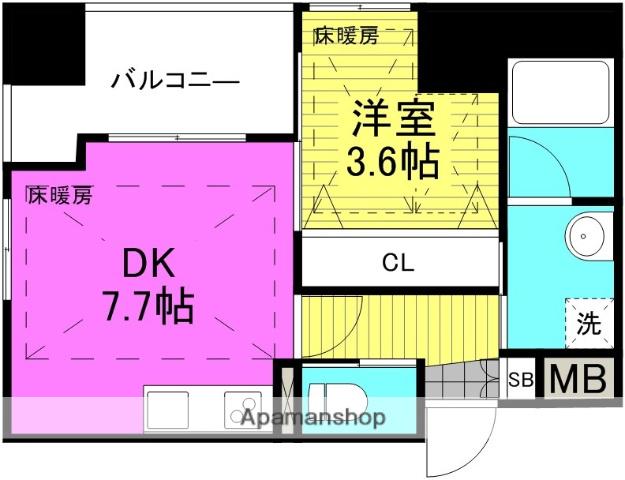 ノルデンタワー南森町プレミアム(1DK/3階)の間取り写真