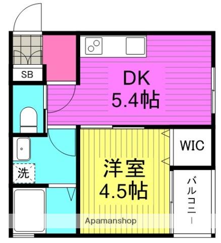 LUXE本庄東(1DK/2階)の間取り写真