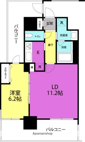 CUORE(1LDK/6階)の間取り写真