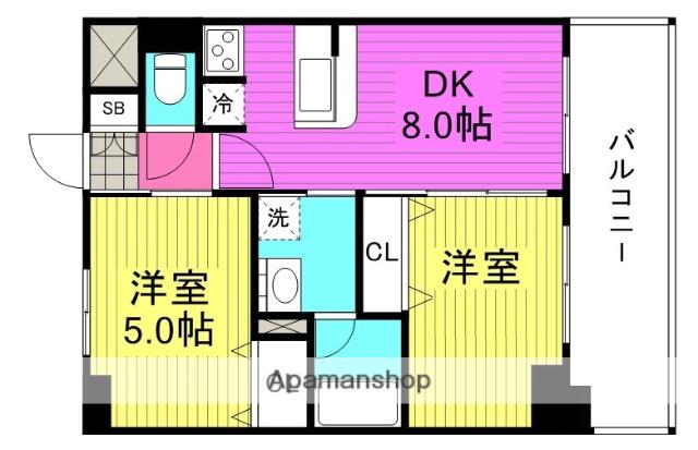 エステムコート新大阪9グランブライト(2DK/10階)の間取り写真