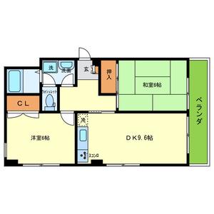 パティオ上新庄(2DK/2階)の間取り写真