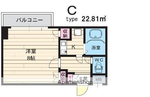 ラ・レジダンス・ド・江坂(1K/4階)の間取り写真