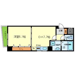 日興桜川ハイツ(1DK/8階)の間取り写真
