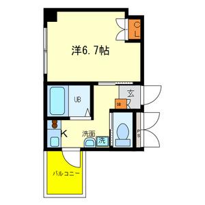 上野西グランハイツB(1K/2階)の間取り写真