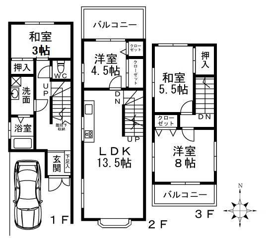 阪急電鉄京都線 淡路駅 徒歩6分 3階建 築31年(4LDK)の間取り写真
