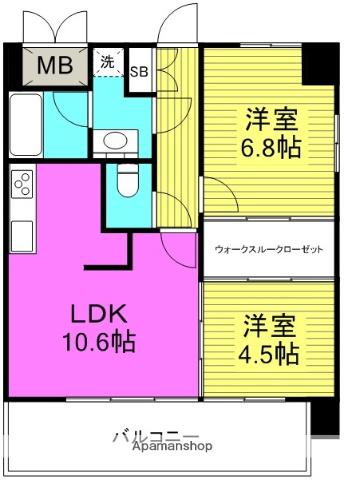 BRILLER UMEKITA(1K/6階)の間取り写真