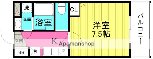 メトローサ南森町(1K/5階)の間取り写真