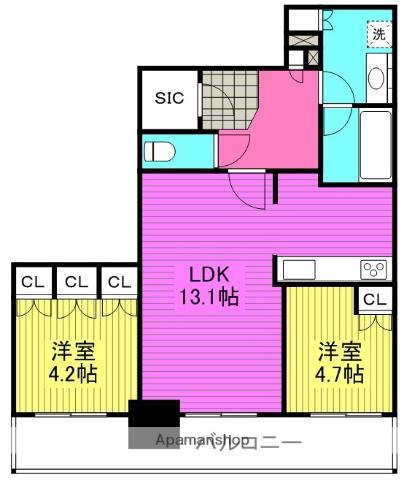 ブランズタワー梅田ノース(2LDK/27階)の間取り写真