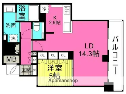 ブランズタワー梅田ノース(1LDK/28階)の間取り写真