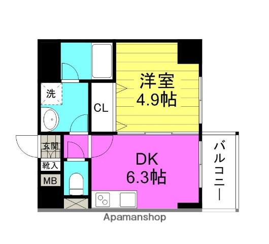 ヴィヴィフルヤ豊崎(1DK/7階)の間取り写真