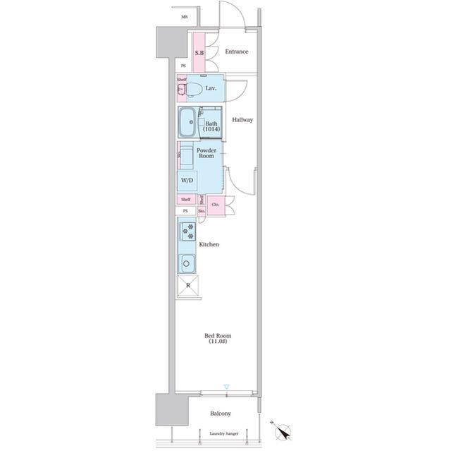 パークナードフィット津雲台(ワンルーム/1階)の間取り写真