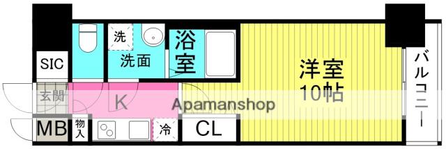セオリー天神橋アベニール(1K/8階)の間取り写真