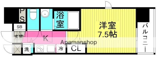 フォーリアライズ天神橋ルーチェ(1K/8階)の間取り写真