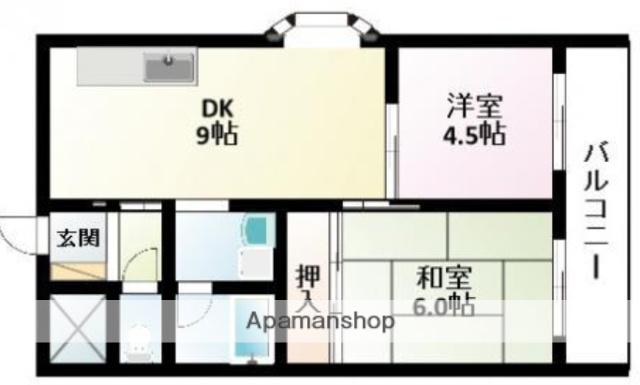 中井ハイツ(2DK/3階)の間取り写真