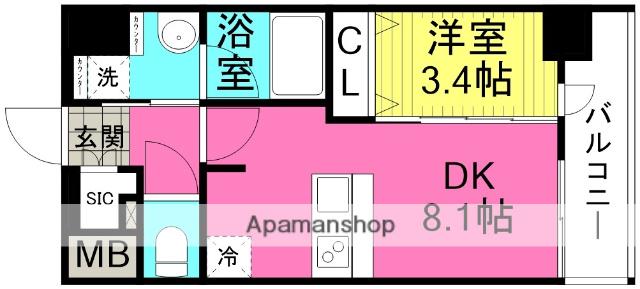 エステムコート梅田・天神橋Ⅳ ステーションフロント(1DK/8階)の間取り写真