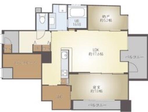 ハイデンス梅ヶ枝(1SLDK/12階)の間取り写真