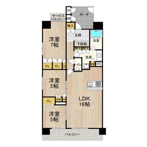 フロンティアタワー日本橋(3LDK/3階)の間取り写真