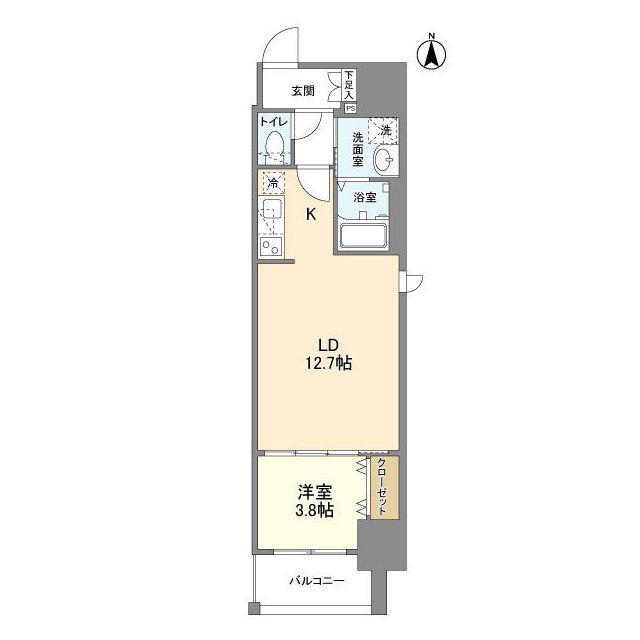 ラクラス堺筋本町(1LDK/3階)の間取り写真
