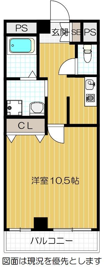 メロディーハイム夕陽丘(1K/13階)の間取り写真