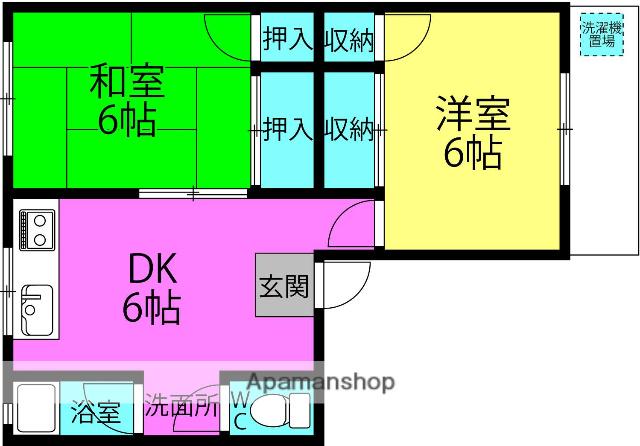 かどやハイツ(2DK/4階)の間取り写真