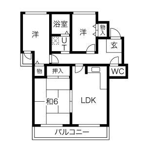 エステート松尾(3LDK/3階)の間取り写真