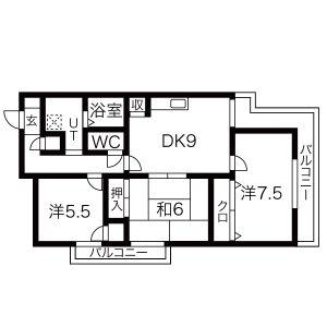 パセオ東千里(3DK/2階)の間取り写真