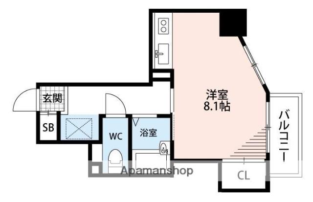 ル・パルトネール梅田北(ワンルーム/13階)の間取り写真