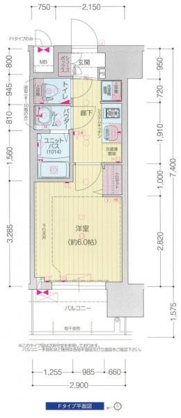 プレサンス四天王寺前夕陽ヶ丘 凛宮(1K/10階)の間取り写真