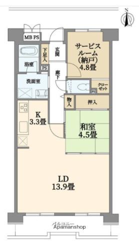 藤和堂島ハイタウン(1SLDK/3階)の間取り写真