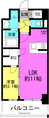 リヴェント福島野田(1LDK/6階)の間取り写真
