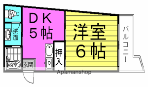 あさひマンション(1DK/2階)の間取り写真
