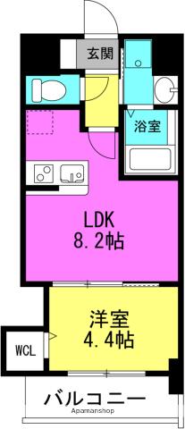 ALIVIS北梅田(1LDK/4階)の間取り写真