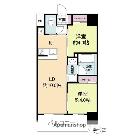 セレニテフラン新大阪(2LDK/2階)の間取り写真