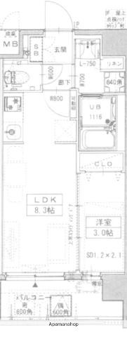 ライフフィールド北梅田 クラルス(1LDK/8階)の間取り写真